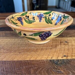 Hand-Painted Ceramic Bowl with Grape Design